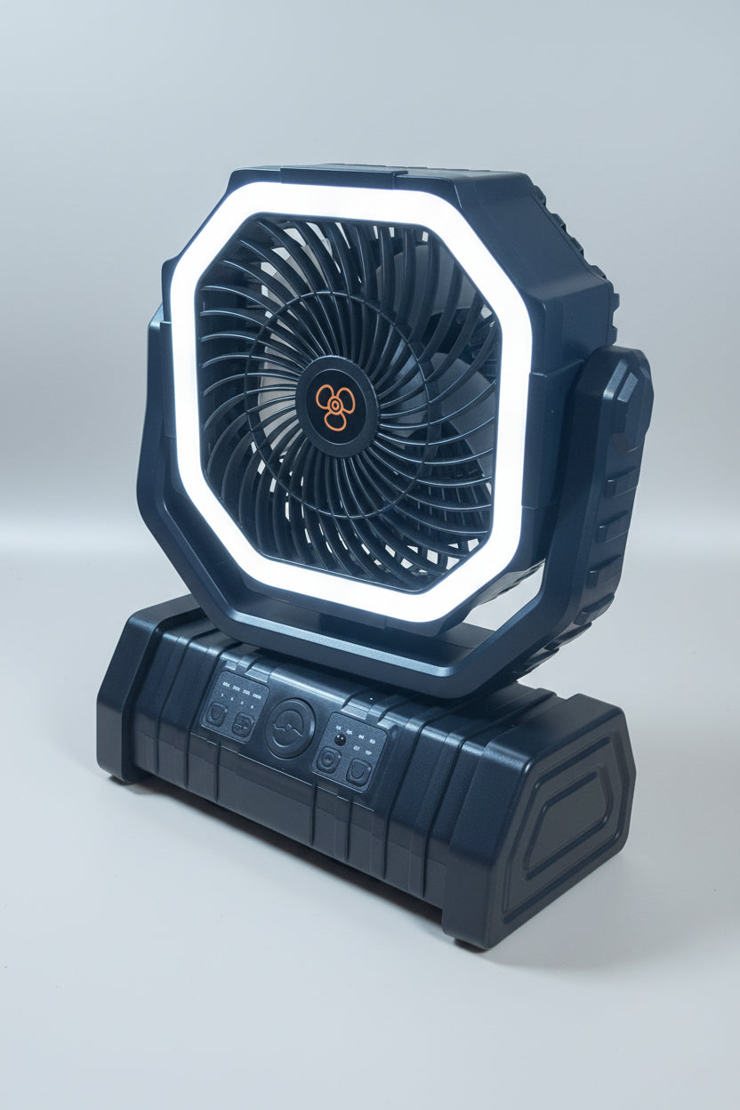 Portable Camping Fan F6 – 20000mAh Rechargeable with LED Light & Hook