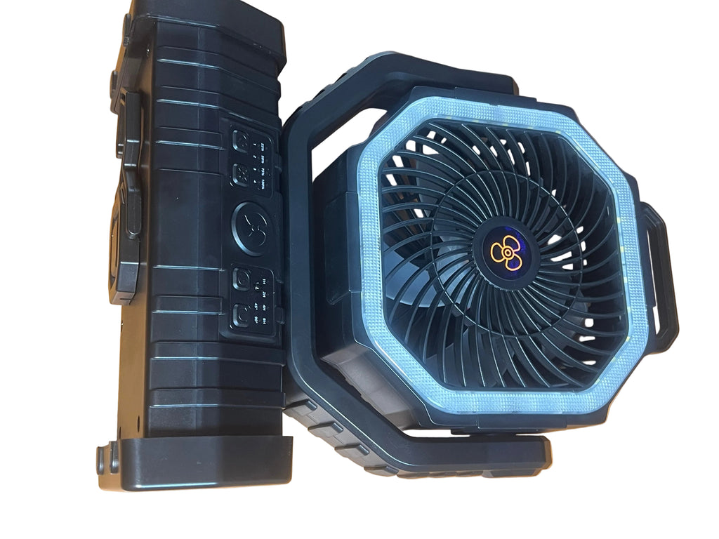 Portable Camping Fan F6 – 20000mAh Rechargeable with LED Light & Hook