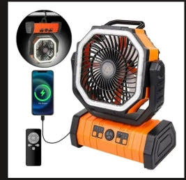 Portable Camping Fan F6 – 20000mAh Rechargeable with LED Light & Hook