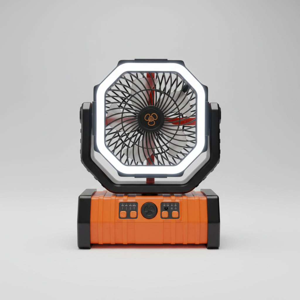 Portable Camping Fan F6 – 20000mAh Rechargeable with LED Light & Hook