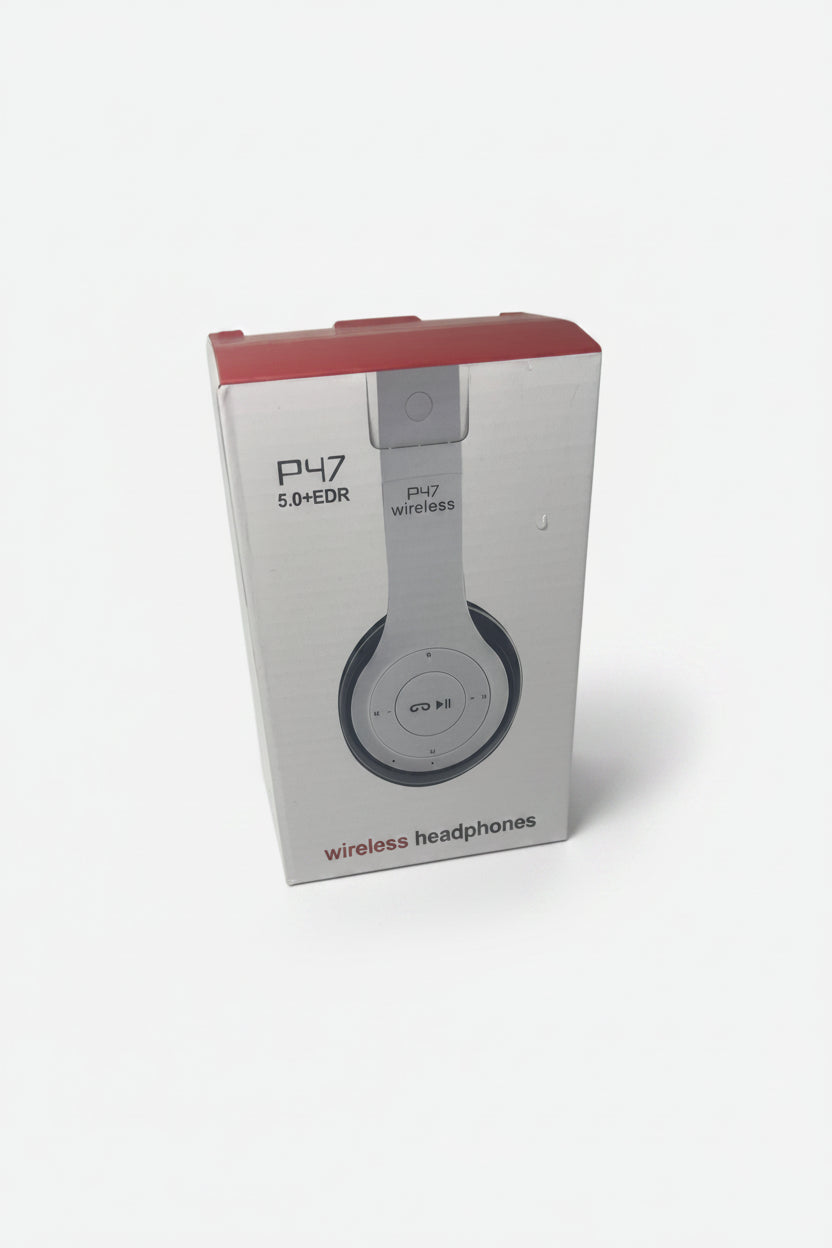 P47 Wireless Headphones Bluetooth 5.0 – Foldable Over-Ear Headset with FM Radio & SD Card