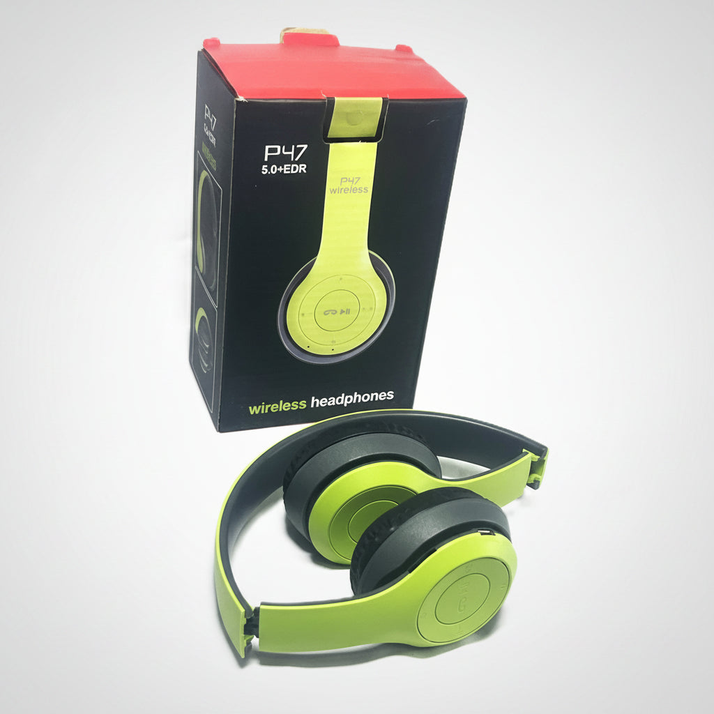 P47 Wireless Headphones Bluetooth 5.0 – Foldable Over-Ear Headset with FM Radio & SD Card