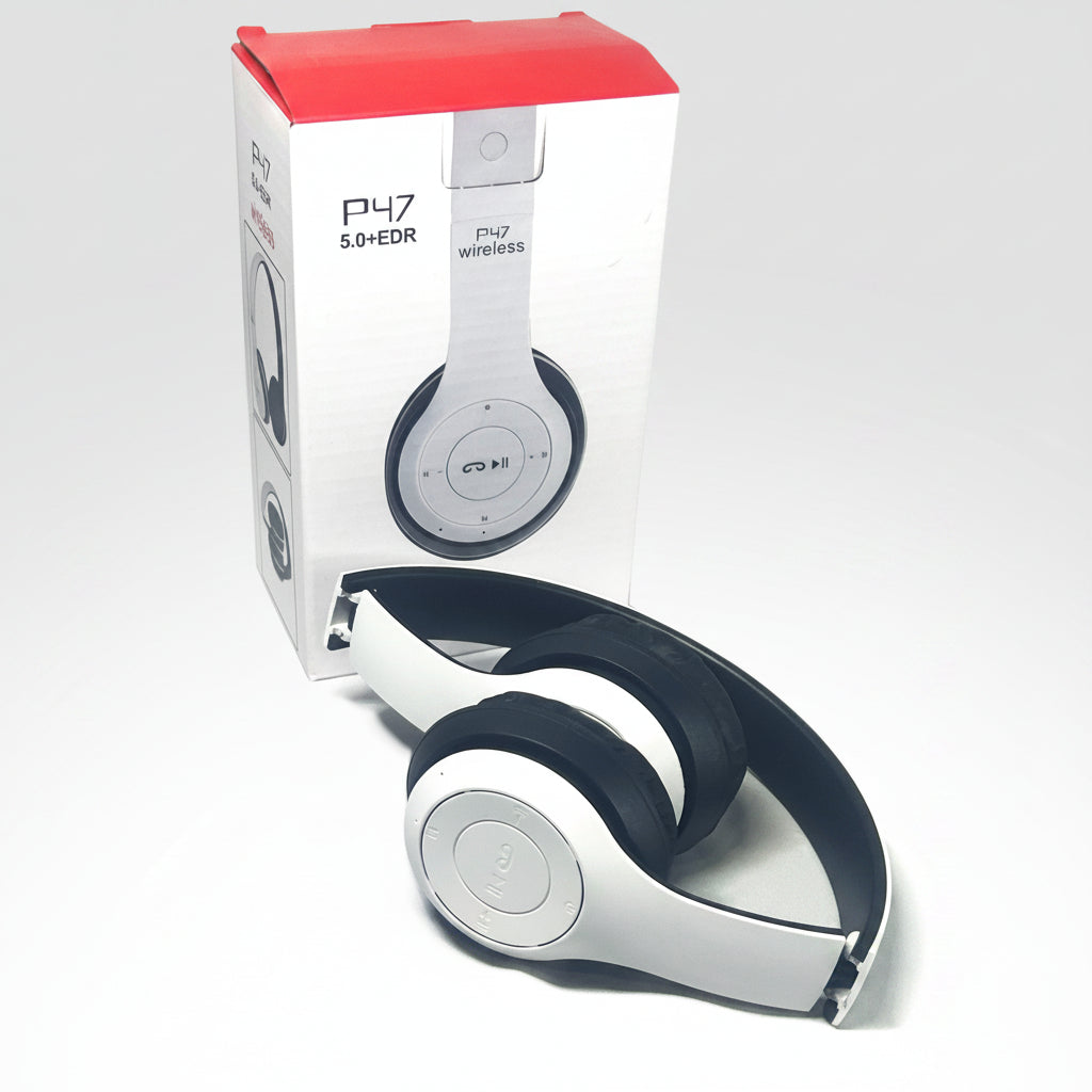 P47 Wireless Headphones Bluetooth 5.0 – Foldable Over-Ear Headset with FM Radio & SD Card